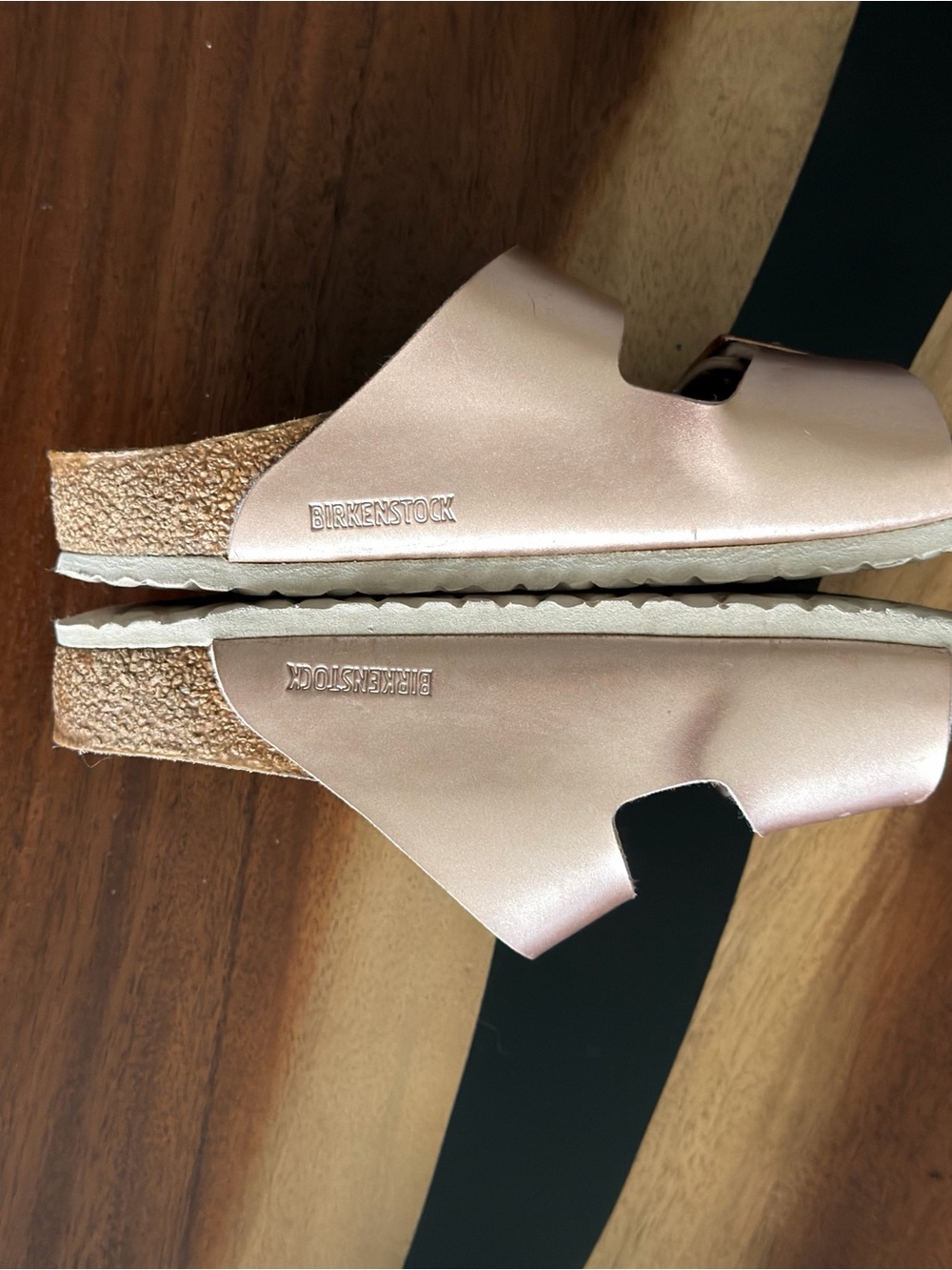 Birkenstock Arizona Kids Rose Gold Leather Birko-Flor Sandal Sz 34/3 USA Kids - Picture 8 of 9